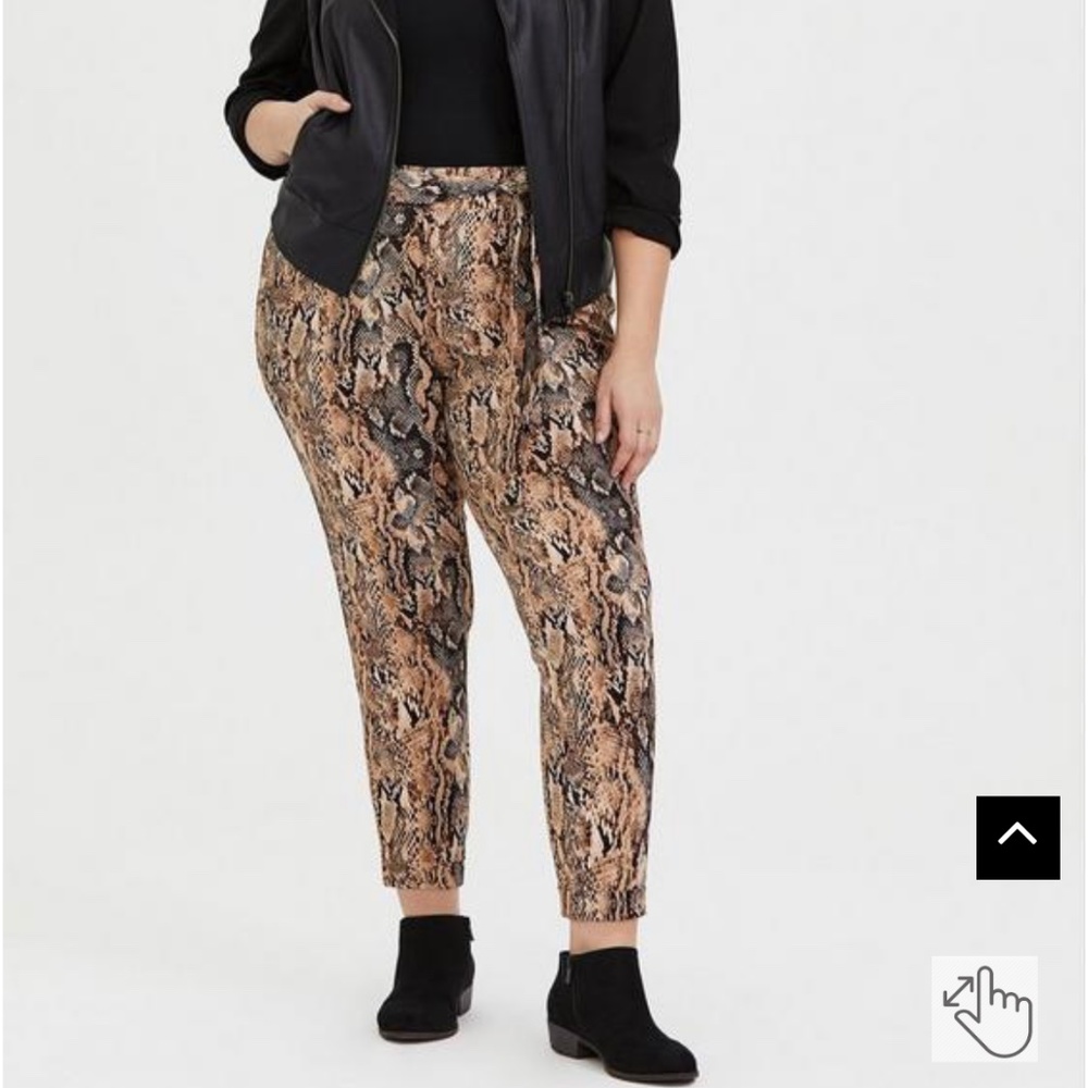 Pull-On Taper Stretch Crepe High-Rise Tie-Front Pant